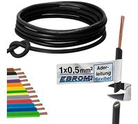 EBROM Cable de cable trenzado, cable de conmutación, cable de PVC flexible, H05V-K 0,5 mm², color: negro, disponible en muchas longitudes, también intermedias, a elegir: 0,5 mm², longitud: 25 m