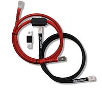 EBROM Cable de conexión de carga, cable de batería rojo + negro, 10 mm², conexión de la batería de alimentación, terminales M8 M10, fusible MIDI, su selección: 10 mm2, 60 cm, zapatos M10 + M10,
