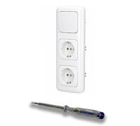 EBROM SET IDEE: Busch Jäger 20EUC-214 ReflexSi 2020US - Interruptor táctil con mecanismo de resorte y 2 tomas de corriente 20EUC-214 ReflexSi blanco alpino + comprobador de fase EBROM para montaje