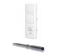 EBROM SET IDEE: Busch Jäger 20EUC-214 ReflexSi - Interruptor táctil (2 unidades, con mecanismo de resorte, 20EUC-214, color blanco alpino y comprobador de fases EBROM para montaje)