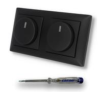 EBROM SET IDEE: Busch Jäger 6523U-102 - Regulador de intensidad de intensidad (2 ledes, con indicador de fase EBROM, para montaje de dispositivos), color negro mate