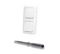 EBROM SET IDEE: Busch Jäger Set - 2 interruptores de luz de encendido/apagado 2000/6 US en ReflexSi blanco alpino + comprobador de fase EBROM para montaje