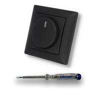 EBROM SET IDEE: Ebrom 1002 Universal PRO - Regulador de intensidad regulable (LED de 3 a 150 W, halógeno regulable de 10 a 400 W/VA con Busch Jäger BalanceSi, 915, piezas de color negro mate +