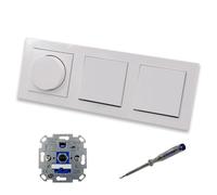 EBROM SET IDEE: REV Ritter ET1 66012B - Regulador de intensidad led (incluye disco regulador de intensidad 065003 y 2 pulsadores de luz 315100 en sistema E2, color blanco brillante, incluye