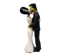 Ebros Day of The Dead Wedding True Love Kiss Skeleton Frankenstein Skull Bride and Groom Couple Figurine Graveyard Macabre Ossua