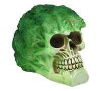 Ebros - Estatua de cráneo de brócoli con Vegetales Verdes, 15,88 cm de Largo, con temática de Ensalada de alimentación Saludable, Cabeza de Esqueleto, cráneo, extraño, osario macabro, Figura