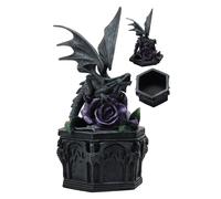 Ebros - Figura decorativa de dragσn gσtico de Anne Stokes, diseρo de dragσn rugiente de rosa pϊrpura sobre base de pilar hexagonal estoico