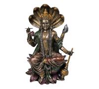 Ebros Gift Estatua del Trono del Señor del Dios hindú Vishnu Sentado en Cabezas de Cobra Narayana The Preserver and Protector Figurine Panchayatana Puja Deidad Suprema Hinduismo Escultura de la