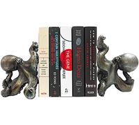 Ebros - Juego de sujetalibros náuticos de Monstruo Marino costero, Pulpo, Estatua en Bronce desteñido, Acabado Antiguo, 6.25 Pulgadas de Alto, mítico mar Gigante Cthulhu Kraken, Decorativo, Oficina,