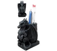 Ebros Medieval Fantasy Smaug Dragon Stationery Holder Statue Gothic Dragons Organizer Office Desktop Pen Pencil Holder Figurine 4.75"""" Tall