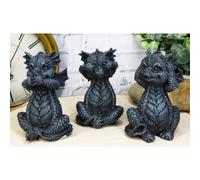 Ebros Whimsical Three Wise Dragon Hatchlings See Hear Speak No Evil Baby Dragons Collectible Figurine Miniature Set 3.5"""" Tall Each Dungeons