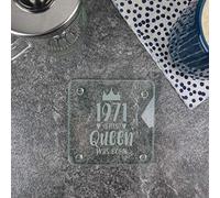 eBuyGB 2012923Q7 Posavasos de Cristal Cuadrado Grabado - Diseño 1971 This Queen Was Born 50 Mujeres, Ella - Regalo de cumpleaños para mamá