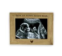 eBuyGB Marco de fotos para escaneo de bebé, amor al primer latido del corazón, regalo para padres nuevos, marco de fotos para anuncio de embarazo, 4 x 6 pulgadas, beige