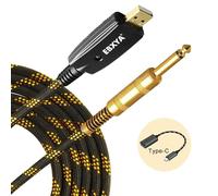 EBXYA Cable de guitarra USB USB a interfaz de guitarra de 6,35 mm 3M USB a TS 1/4 Cable de conector de guitarra para bajo de guitarra a computadora grabación de música