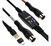EBXYA Cables MIDI USB en la interfaz de 5 pines-MIDI 2M Midi In-Out Converter Teclado para PC/Mac/laptop para procesamiento de música y grabación de pistas con Windows/Mac