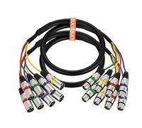 EBXYA Cables XLR de serpiente de 3 pies, 4 colores, cable de conexión de micrófono de 4 canales XLR macho a hembra, serpiente de grabación para vivo, grabación, estudios, paquete de 2