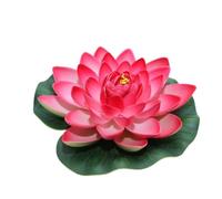 EBZFASO Flor de Loto Artificial, Flores de Loto flotantes Artificiales del Lirio Agua, 17cm(Dark Pink)