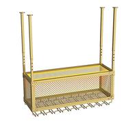 EBZFASO Montado en la Pared Estante del Vino de Madera BOT Botellero de Techo Ajustable en Altura con Ganchos, Multicolor, Varios tamaños(Gold,100x30cm)