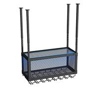 EBZFASO Montado en la Pared Estante del Vino de Madera BOT Botellero de Techo Ajustable en Altura con Ganchos, Multicolor, Varios tamaños(Black,80x30cm)