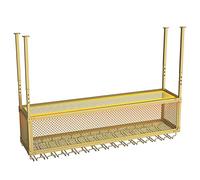 EBZFASO Montado en la Pared Estante del Vino de Madera BOT Botellero de Techo Ajustable en Altura con Ganchos, Multicolor, Varios tamaños(Gold,120x30cm)