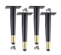 EBZFASO Patas de Madera de Repuesto para sillas, 4 Pcs Cone, Modern Sofa Legs, DIY Furniture Feet, for TV Cabinet Sofa Table Cupboard Chair Bathroom Cabinet Wardrobe(Black with Gold,25cm)