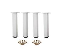 EBZFASO Patas de Madera de Repuesto para sillas, 4PCS, Aluminum Alloy Furniture Cabinet Feet, Square Sofa Bed Foot Legs Support with Screws, Strong Bearing Capacity(White,10cm/3.9in)