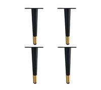 EBZFASO Patas de Madera de Repuesto para sillas, 4pcs Furniture Feet Supporting Feet Sofa Legs Cabinet Legs, Furniture Legs, Black Gold(Straight Cone,25cm/9.8in)