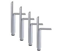 EBZFASO Patas de Madera de Repuesto para sillas, Aluminum Alloy Table Feet Cupboard Legs Silver Support Legs for Sofa Bed Desk Cupboard Feet, 4 Pcs(25cm)