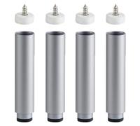 EBZFASO Patas de Madera de Repuesto para sillas, Silver Furniture Feet Bed Legs Aluminum Alloy Support Legs for Sofa Cabinet Table, 4 Pcs(4055mm)