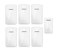 EBZFASO Timbres inalámbricos para el hogar, Kit de timbres Timbre inalámbrico autogenerador de 6 receptores, Resistente al Agua, 200 m, 48 Tonos, LED Multicolor(White)