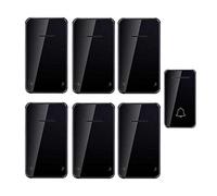 EBZFASO Timbres inalámbricos para el hogar, Kit de timbres Timbre inalámbrico autogenerador de 6 receptores, Resistente al Agua, 200 m, 48 Tonos, LED Multicolor(Black)