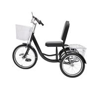 EBZFASO Triciclo para Adultos Triciclo de Carga for Adultos con 2 cestas, Altura Ajustable, Color Negro, 135 x 66 cm