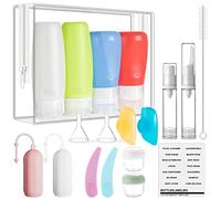 Ecagewill Botes Viaje Juego de 19 Silicona Prueba de Fugas Rellenables 100ml/85ml TSA Approved Botellas de Viaje Para Champú, Loción, Acondicionador,Gel de Ducha