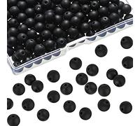Ecally 300 cuentas de ónix negro mate, cuentas redondas de ágata negra natural, cuentas sueltas de ónice esmerilado para pulseras, collares, joyas (8 mm)
