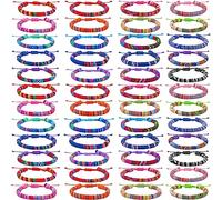 Ecally 48 pulseras de la amistad de cuerda tejida a granel, ajustables, pulseras de surfistas para hombres, trenzadas, coloridas pulseras de cuerda bohemia, para mujeres y hombres, joyas, recuerdos de