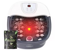 ECARBME Masajeador de baño de spa de pies con calor [2025 actualizado], vibración, control de temperatura, chorros, burbujas, sal de Epsom, masajeador de pies con 22 rodillos de masaje, baño de pies