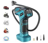 Ecarke Compresor de aire con batería compatible con Ma kita 18V: Bomba de aire portátil con pantalla digital, manguera de extensión, adaptadores de boquilla, presión máxima de 10 bar, ideal para coche