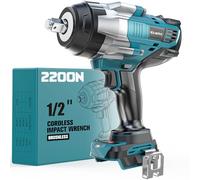 Ecarke Llave de impacto a batería 2200 Nm - Compatible con baterías Makita 18V, llave de impacto sin escobillas de 1/2" con luz LED para automóviles y reparación de maquinaria pesada - Sin batería