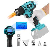 Ecarke Pistola de calor inalámbrica compatible con Makita 18 V, 350 W, pistola de aire caliente, 50-550 °C, temperatura ajustable con pantalla LCD y 5 boquillas, pistola de aire caliente para encoger