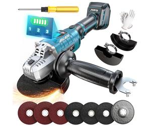 Ecarke Radial Pequeña, Amoladora Bateria Compatible con Makita 18V, Motor Sin Escobillas, 3 Niveles Velocidad, 10000 rpm, Disco 125mm, Pantalla LCD y Juego 12 Accesorios(Solo Productos)-Azul Marino