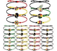 Ecation 24 pulseras para el día de juneteenth a granel, recuerdos de fiesta, pulseras afroamericanas afroamericanas de cuerda ajustables para mujeres y hombres, approx. 8.66 inches, Cuerda de cera y