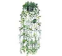 ECBEITF Planta Artificial Colgante Eucalipto 56 CM, Planta Colgante Artificial Realista con Maceta, Plástico Plantas Artificiales Decorativas Pequeñas para Hogares, Balcones, Interiores y Exteriores