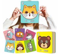ECBLI 26 Tarjetas Didácticas del Alfabeto con Máscaras De Animales, Tarjetas Didácticas De Máscaras Coloridas para Aprender Letras, con Temas De Animales, Aprende Frases En Inglés(1set)