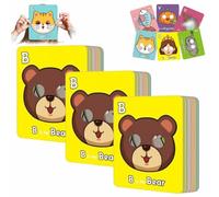 ECBLI 26 Tarjetas Didácticas del Alfabeto con Máscaras De Animales, Tarjetas Didácticas De Máscaras Coloridas para Aprender Letras, con Temas De Animales, Aprende Frases En Inglés(3sets)