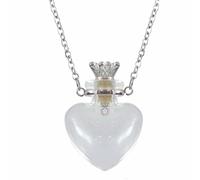 ECBLI Collar con Frasco De Sangre De Voto De Corazones, Colgante con Frasco De Perfume En Forma De Corazón Transparente(#a)