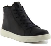 ECCO Calle Bandeja K Junior High Top Cuero Unisex Zapatillas En Marino Talla UK