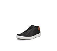 Ecco Men's Soft 7 Easy Slip Sneaker, Black/Cognac, 16-16.5