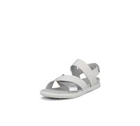 Ecco - Sandalias planas Samara para mujer, Blanco/Plata pura, talla 9-9.5