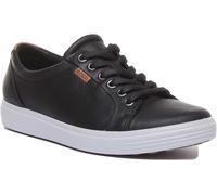 Ecco Soft 7 Cuero Lace Up Casual Mujeres Trainer En Negro Blanco EU 36-42