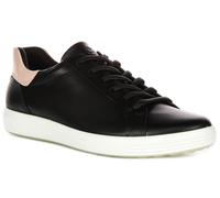 Ecco Soft 7 W En Entrenador Contrast Easy Lace Cuero Para Hombre Negro UK 6 - 7